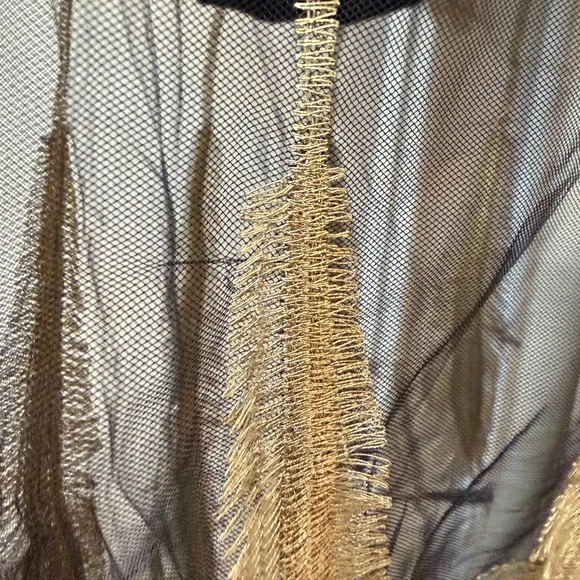 Vintage 90s LAN Classic Metallic Gold 3D Feather Mesh Maxi Romper Festival Glam - Picture 7 of 9